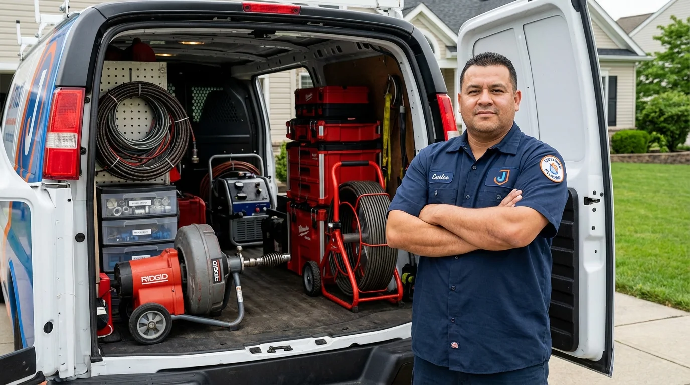 Professional drain cleaning equipment and Johns Plumbing LLC plumber in West Wareham