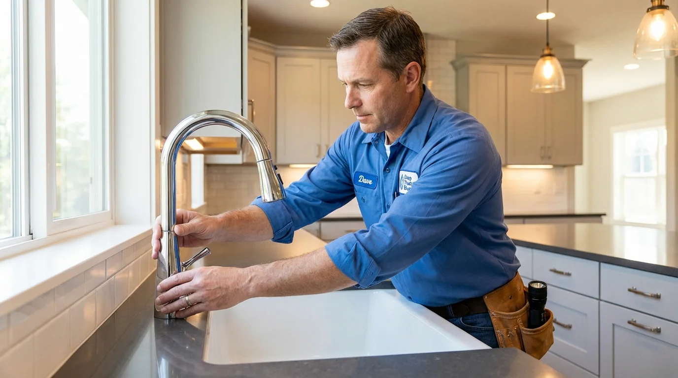 Kitchen faucet installation by Johns Plumbing LLC in West Wareham